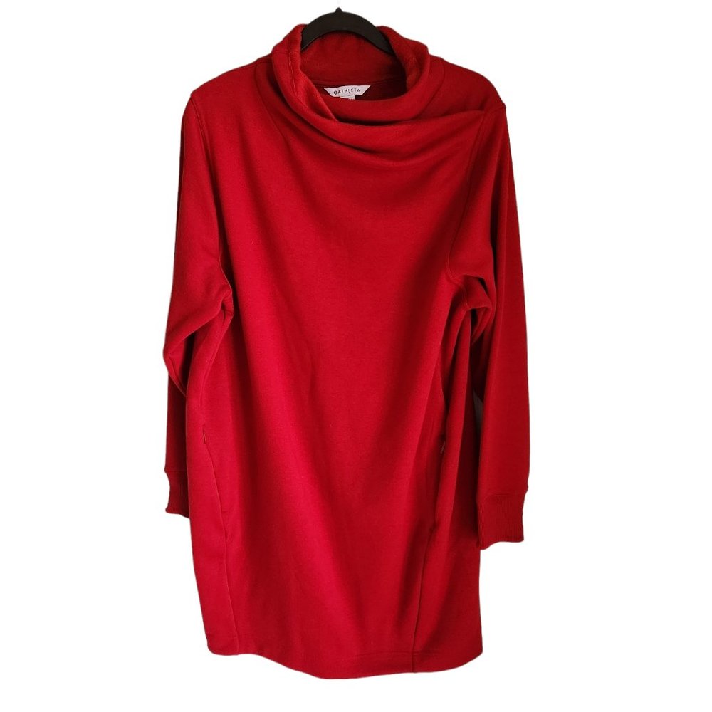 Athleta Dress Women's XL Red Cozy Karma Mock Neck Extra Large Pockets LS